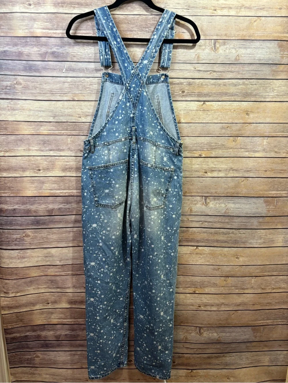 Free People Ziggy denim bleach splatter overalls Size Small